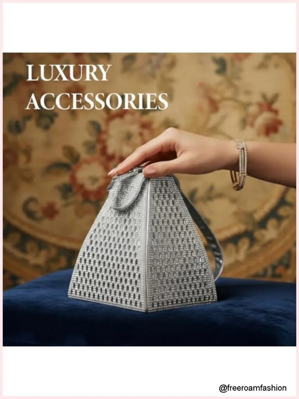 Rhinestone Clutch Evening Bag Pyramid Shape Sparkly Handbag Luxury Purse
